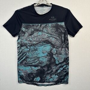 Realtree Fishing Shirt Men's Medium Aqua Blue And Black Recycled Polyester
